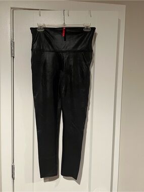 Spanx High-Rise Black Faux-Leather Leggings L
